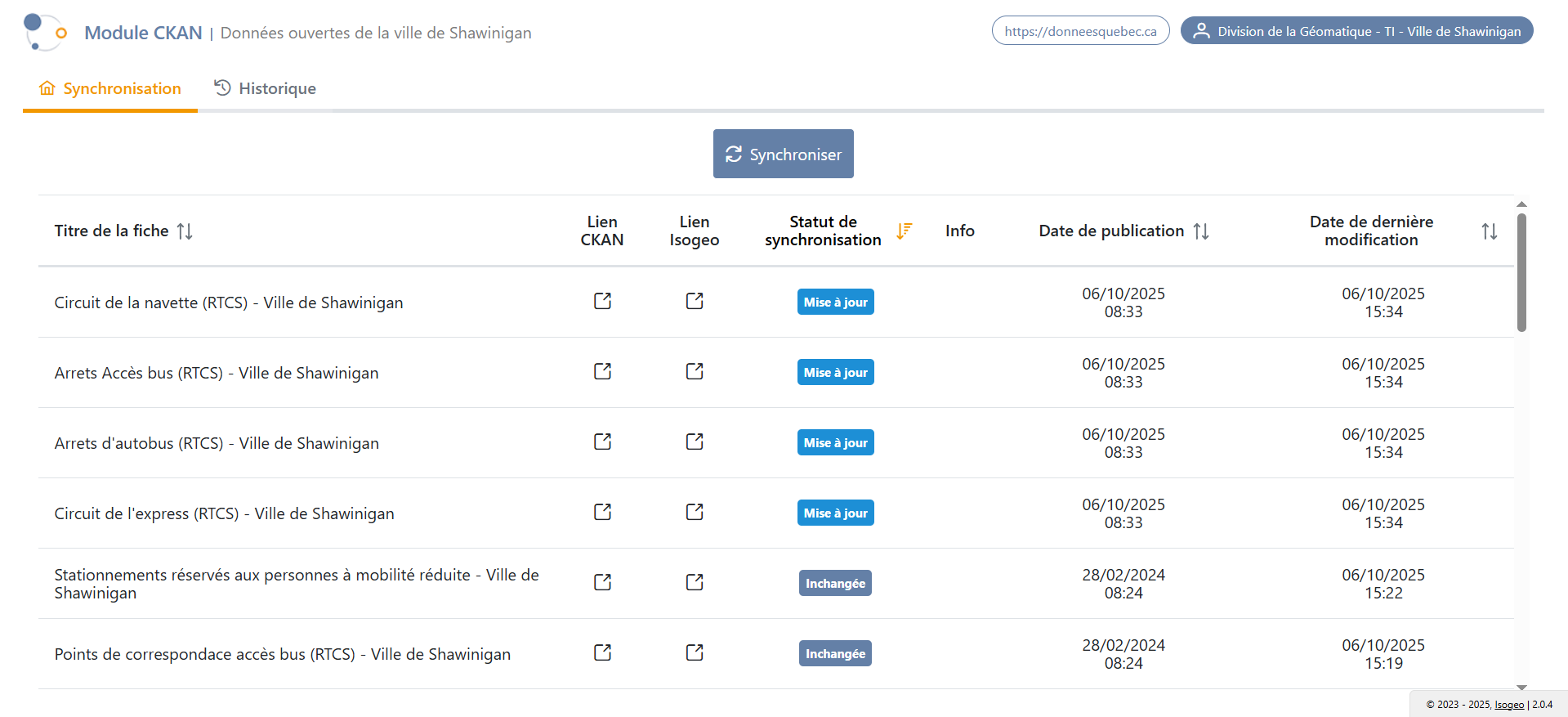 Interface du module CKAN