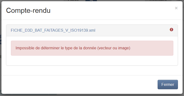 Import XML - erreur type