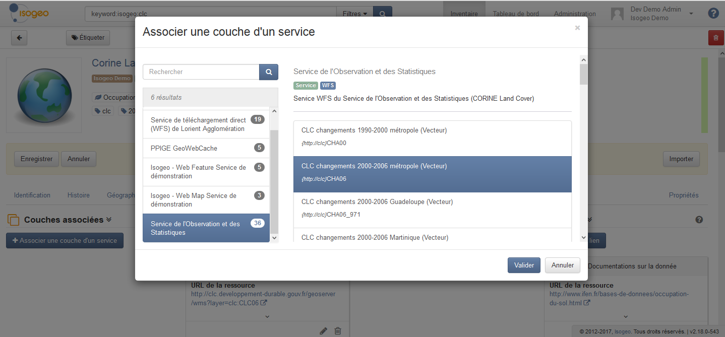 WFS association from dataset