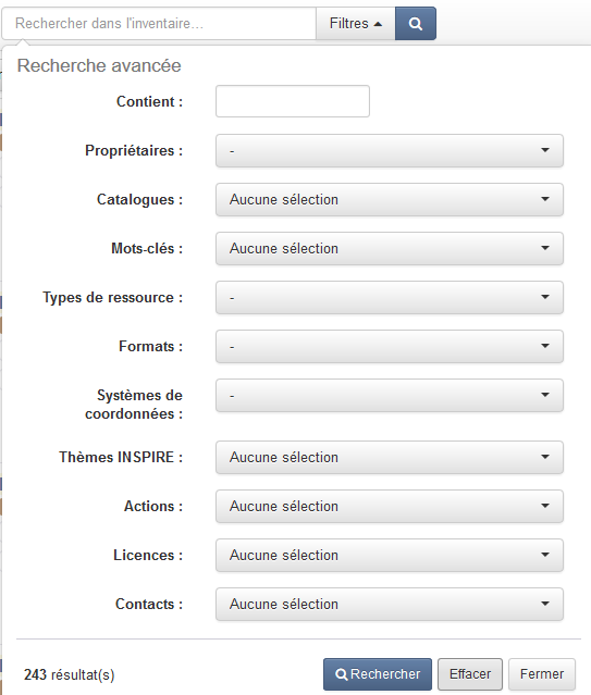 Barre de recherche et filtres