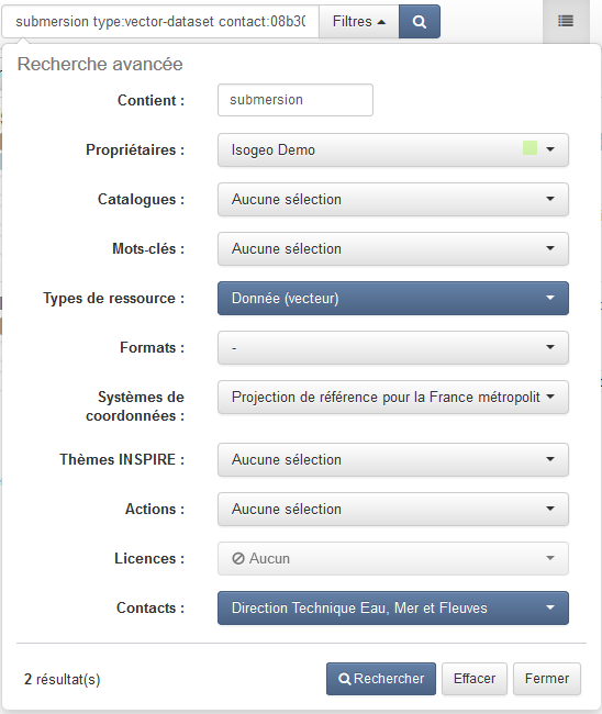 Appliquer les filtres via le formulaire