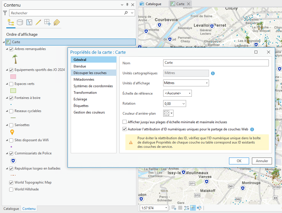 Fixer les identifiants des couches du service dans votre projet ArcGIS Pro