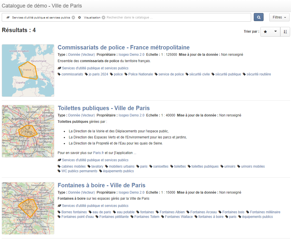 Page de recherche de l'OpenCatalog