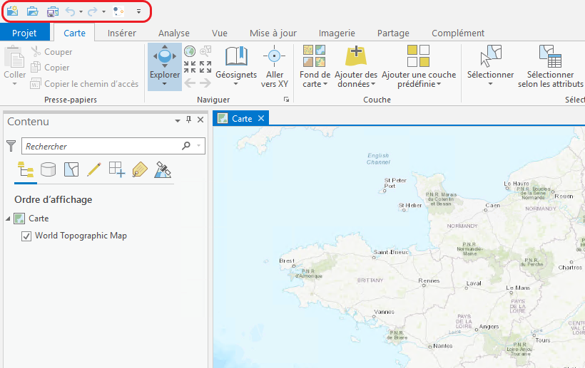 Acesso direto ao plug-in na barra de acesso rápido