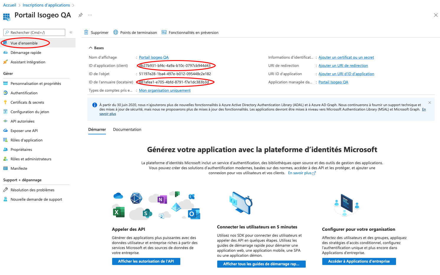 Détail de l'application