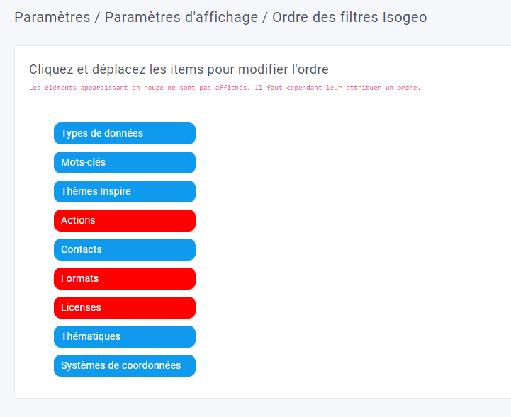"Choisir l'ordre des filtres Isogeo"