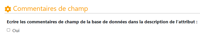 "Ecrire les commentaires de champ de la base de données dans la description de l'attribut"