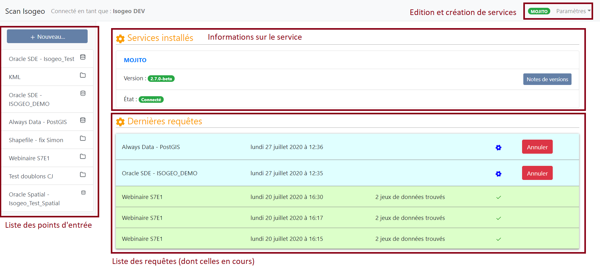 Page d'accueil du Scan