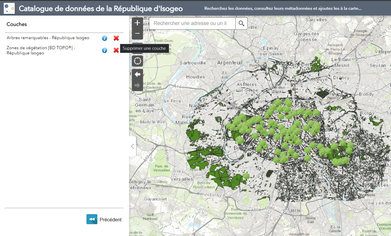 Gestion des couches ajoutées à la carte