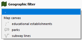 "Geographic filter - From an active layer"